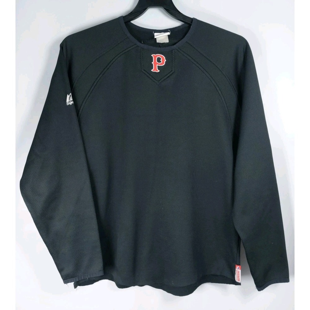 Majestic Pittsburg Pirates Therma Base Warm Up Shirt Size M? L/S Black *READ